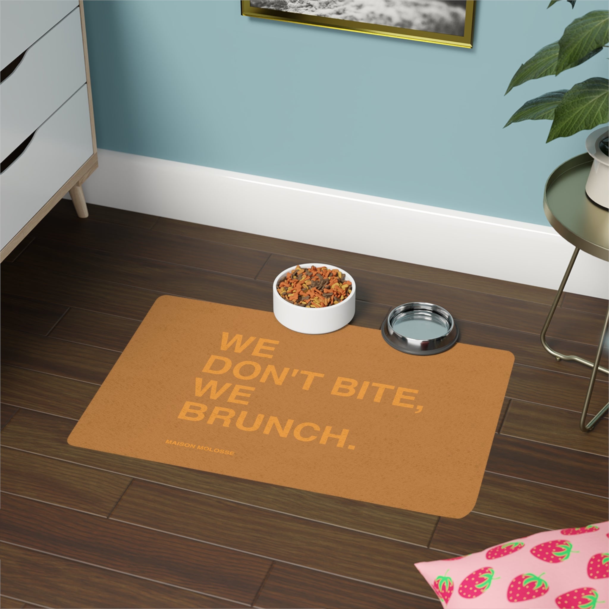 Tapis de Repas Chic pour Animaux – We Don’t Bite, We Brunch