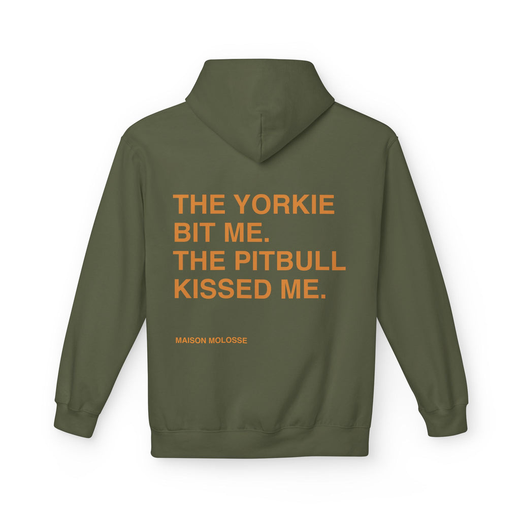 Stylish Hoodie for doglovers - The yorkie bit me, the pitbull kissed me